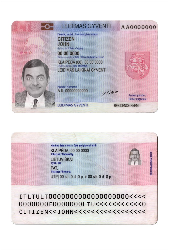 Permis de séjour en Lituanie (Litva) template